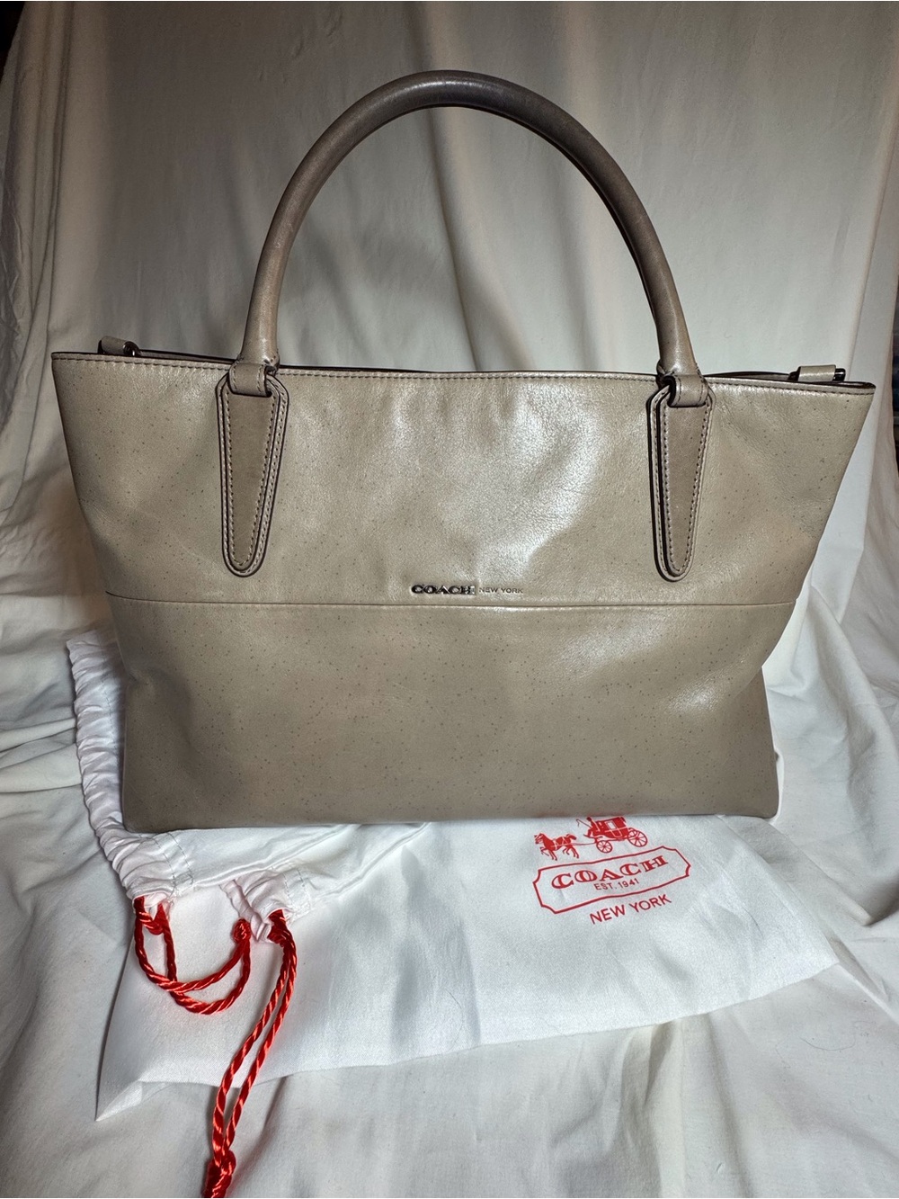 Coach Taupe Leather Tote - Neutral Structured Carryall